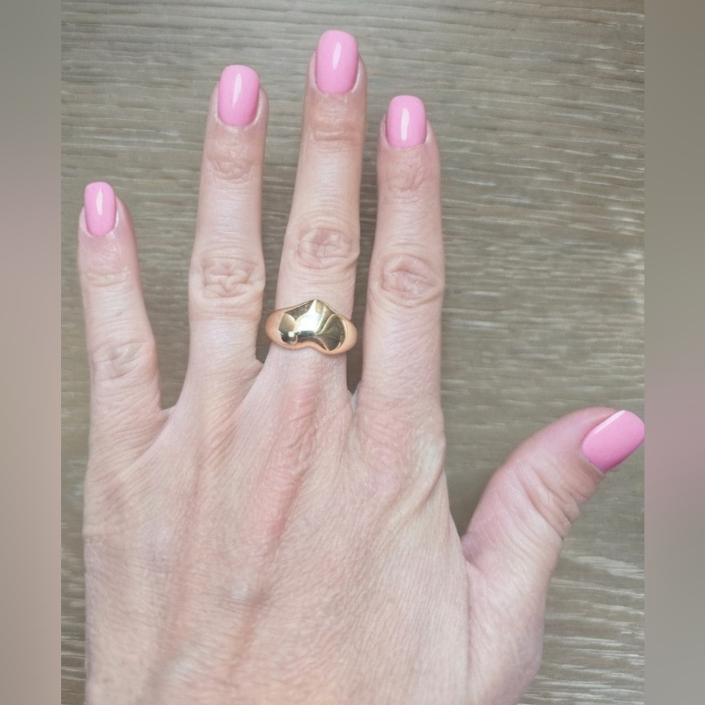 Heart Shaped 18k Gold Plated Adjustable Ring